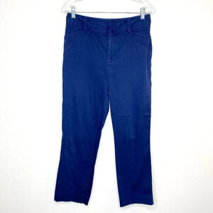 Lauren Ralph Lauren Size 6 Blue Cotton Straight Leg Pants Classic Office Casual